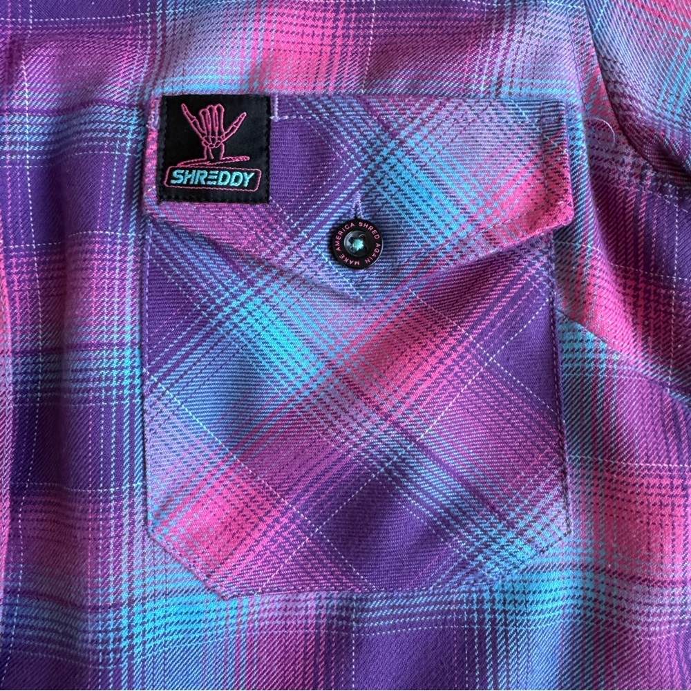 DIXXON x Shreddy Limited Edition Plaid Shirt Womens Purple and Pink - Picture 2 of 12